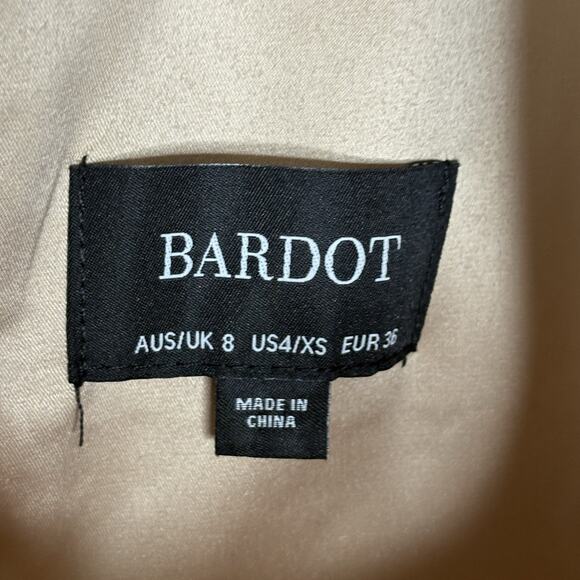 BARDOT Size 4 XS Dress Sheer Mesh Floral Embroidered pencil wiggle Beige Black - Picture 7 of 7